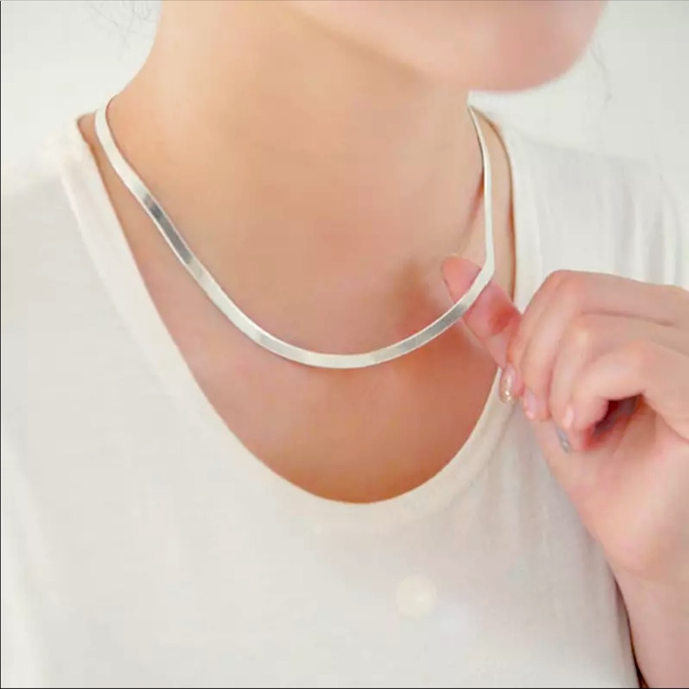 💙Flat Chain Sterling Silver Necklace
